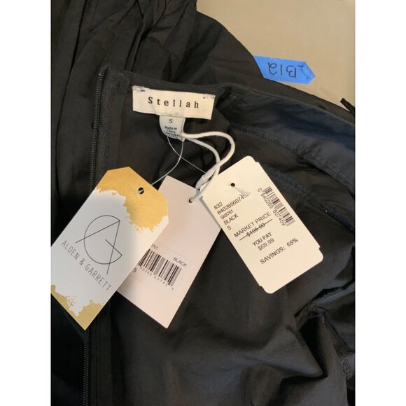 Stellah Black Poplin Long Sleeve Tie Front Dress NWT $196, Size Small - Picture 5 of 5